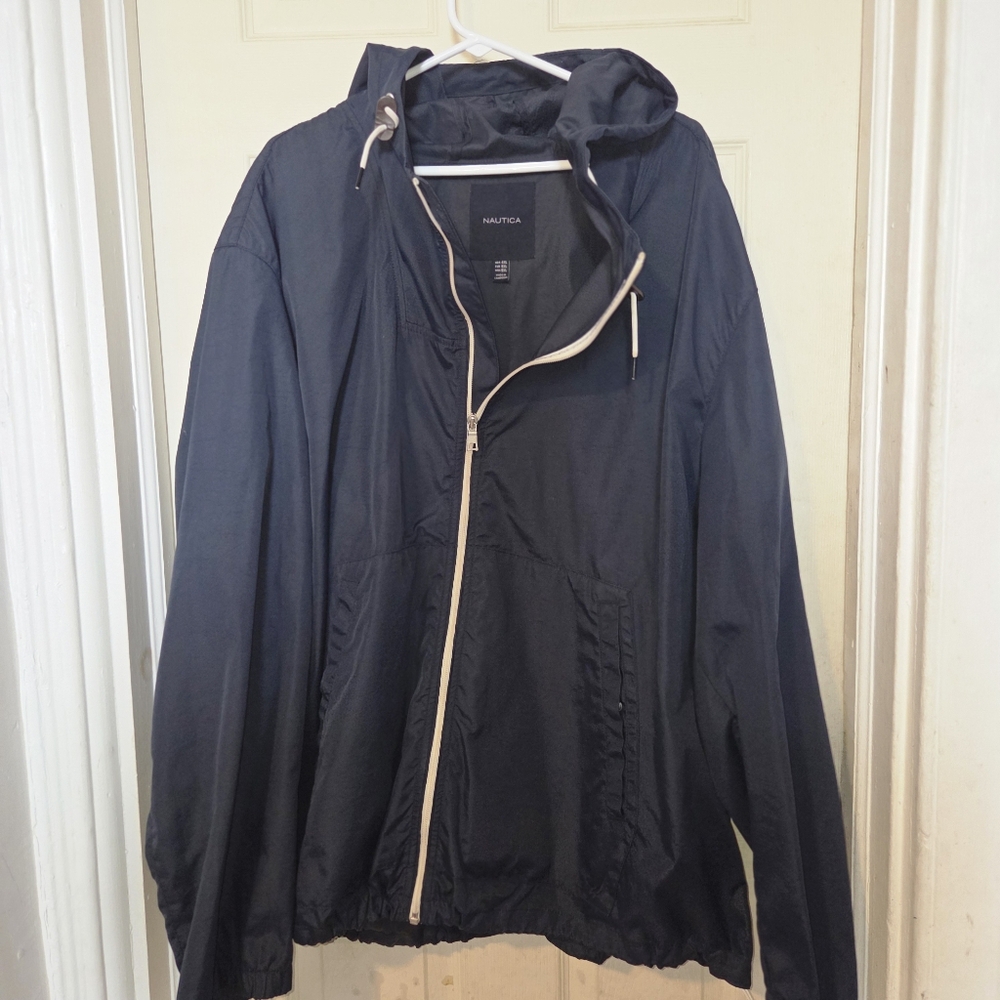 Mens Big 4Xl Nautica Navy Blue  Hooded Windbreaker
